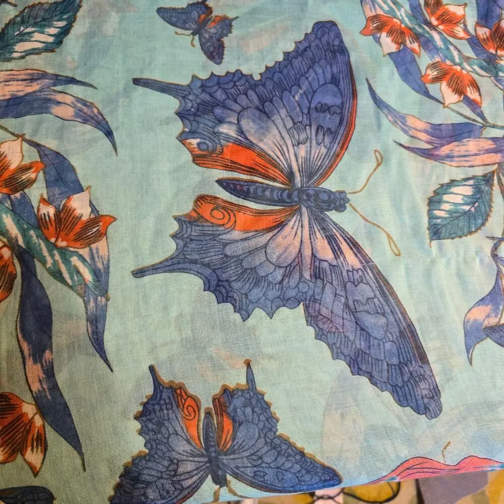 Romano Fiorenti italian silk blend butterfly bird shawl scarf
